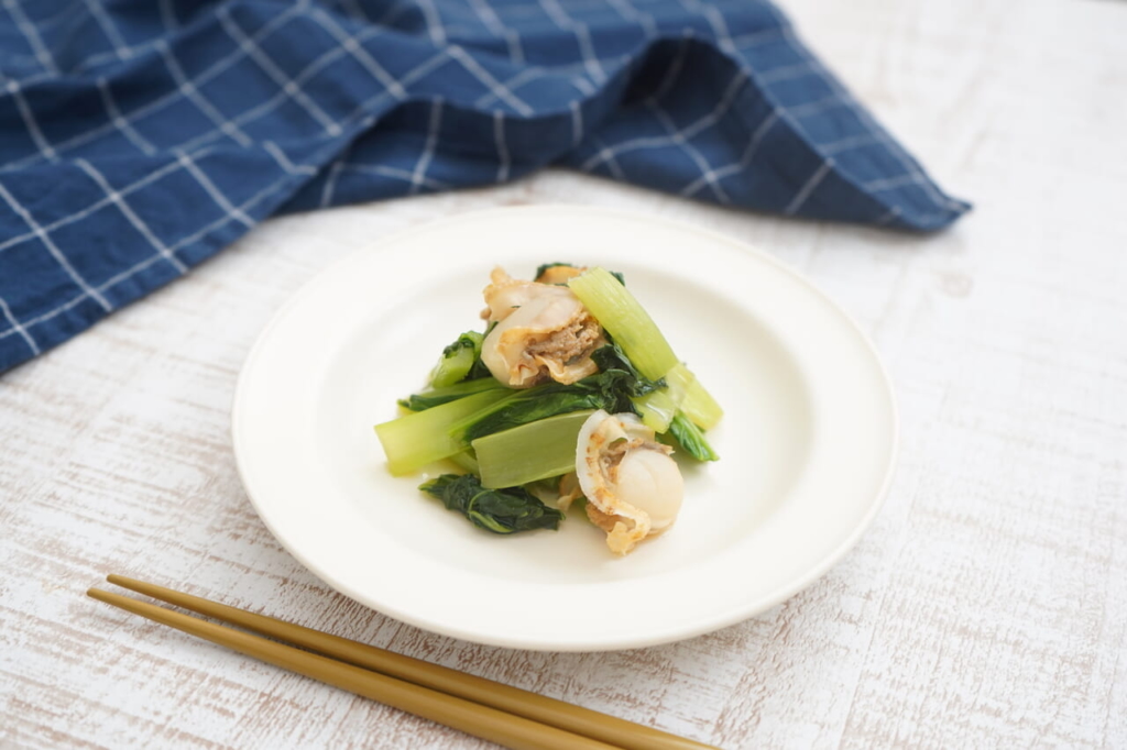 お弁当レシピ1帆立と小松菜の和え物