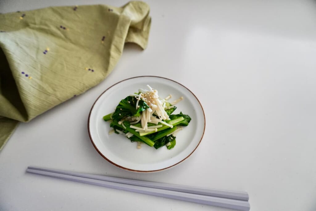 お弁当レシピ4えのきと小松菜のナムル